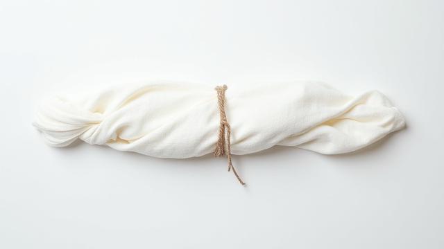 Cloth folded and tied for Shibori dyeing technique