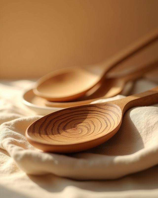 オリーブウッドの手彫りスプーン