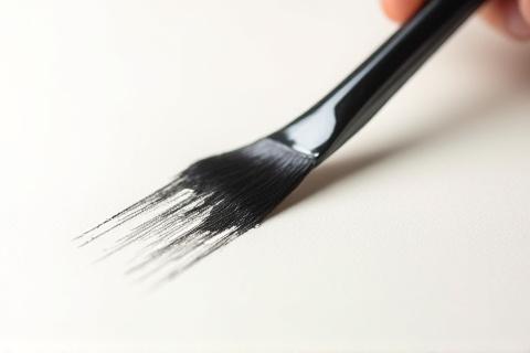 Japanese calligraphy brush stroke on smooth Washi paper