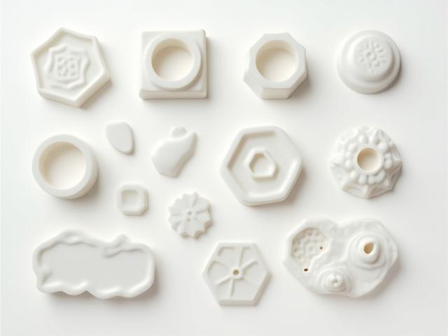 様々な形やサイズのシリコン型が並んでおり、コースター、ジュエリー、トレイ用がある